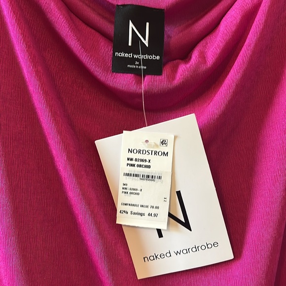 N BY NAKED WARDROBE Off The Shoulder Long Sleeve Minidress pink Orchard 2X - Picture 4 of 5